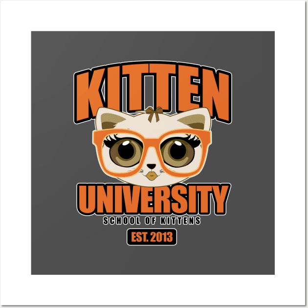 Kitten University - Orange Wall Art by adamzworld